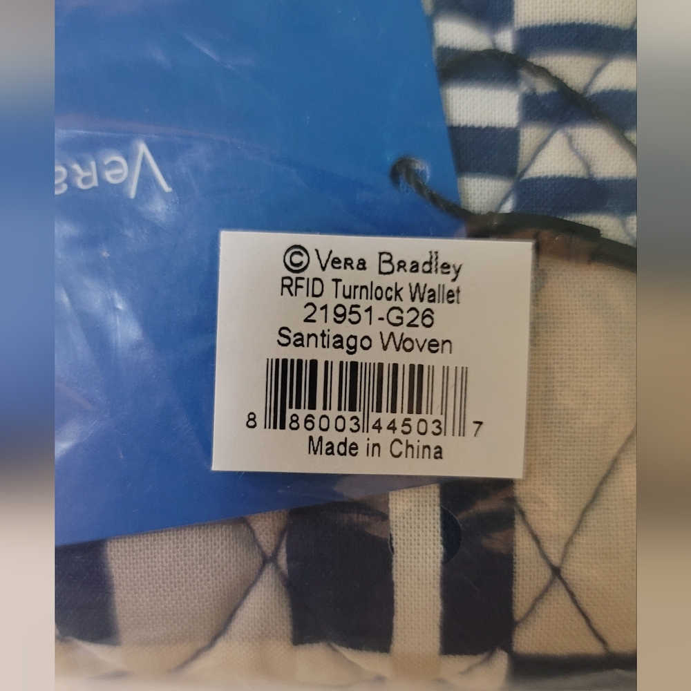SOLD- NWT Vera Bradley RFID Turnlock Wallet - Zip Around - Santiago Woven - Picture 9 of 13